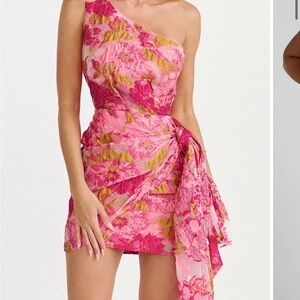 Showpo Brailey Mini Dress in Pink with Gold Accents NWT
